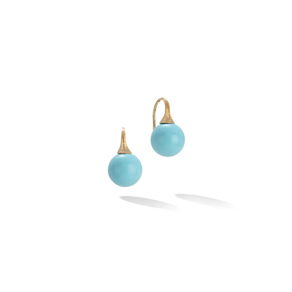 Boucles d'oreilles Africa en or jaune avec turquoises